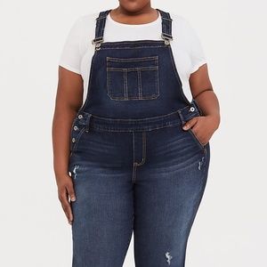 Torrid Straight Leg Overall  Distressed Dark Wash